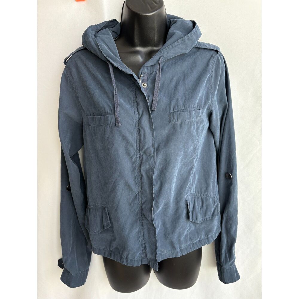 LA Hearts Navy Blue Hooded Lightweight Jacket Size S Pockets Casual Transitional